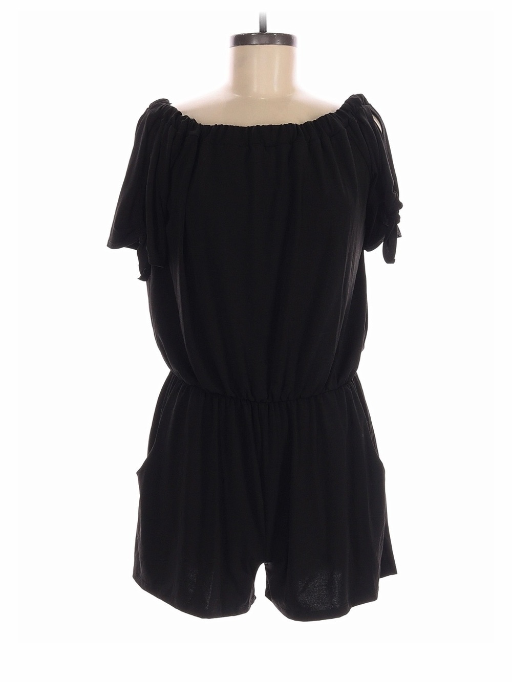 Black Off-Shoulder Short Romper